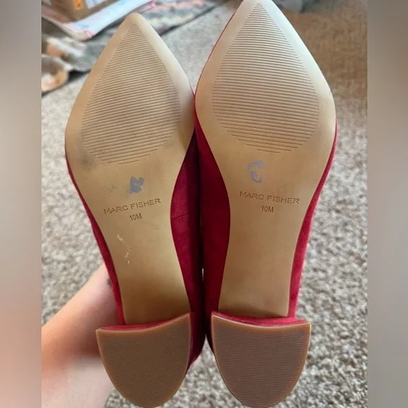 Marc Fisher LTD Women's Abilene Pump, Red Suede 10 - Picture 5 of 5